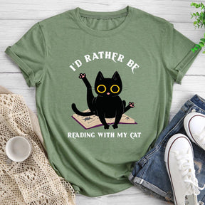 Je préfère lire avec mon chat T-shirt col rond