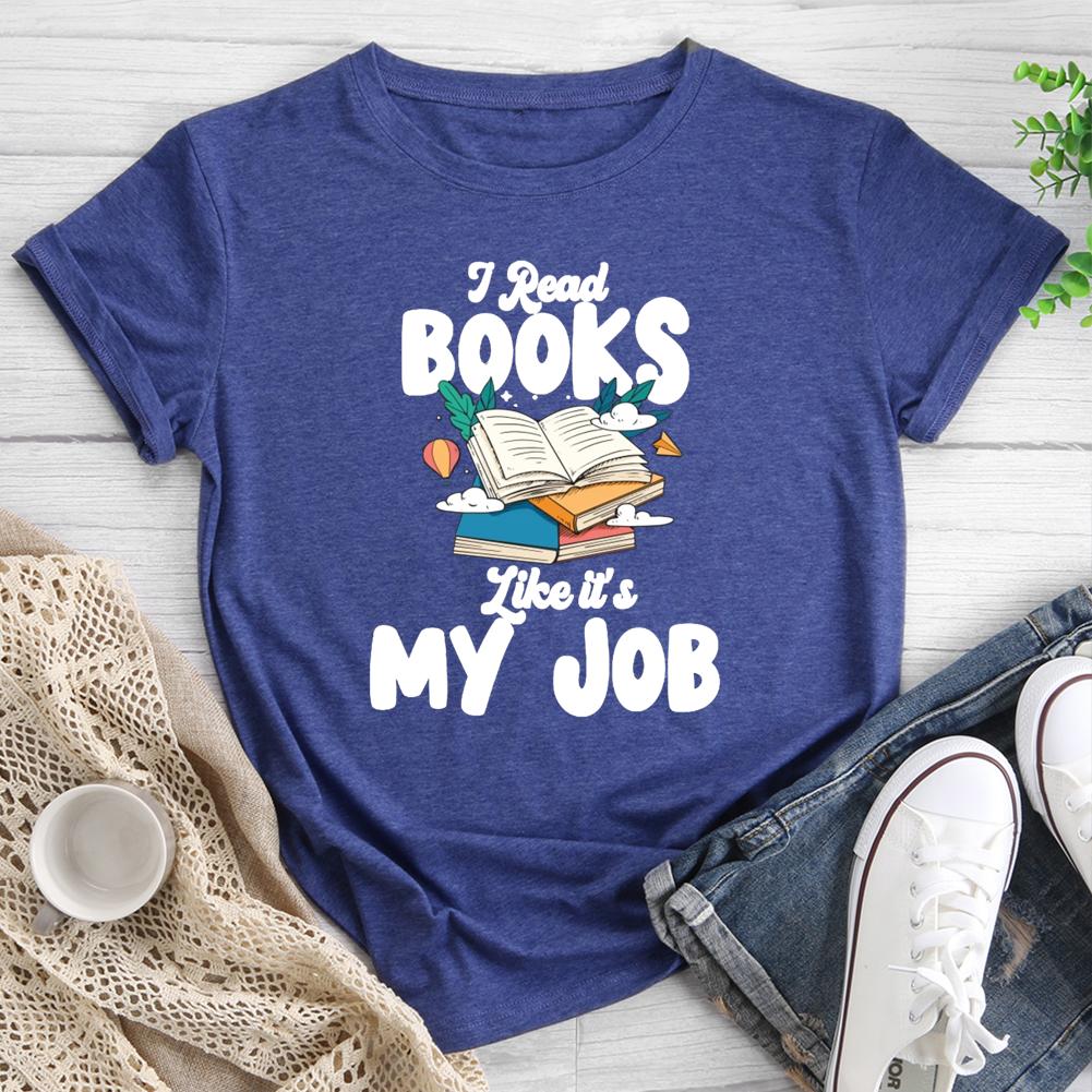 T-shirt col rond je lis des livres comme si c'était mon travail