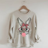 Cute Bunny Rabbit With Bandana Glasses Bubblegum Sweatshirt