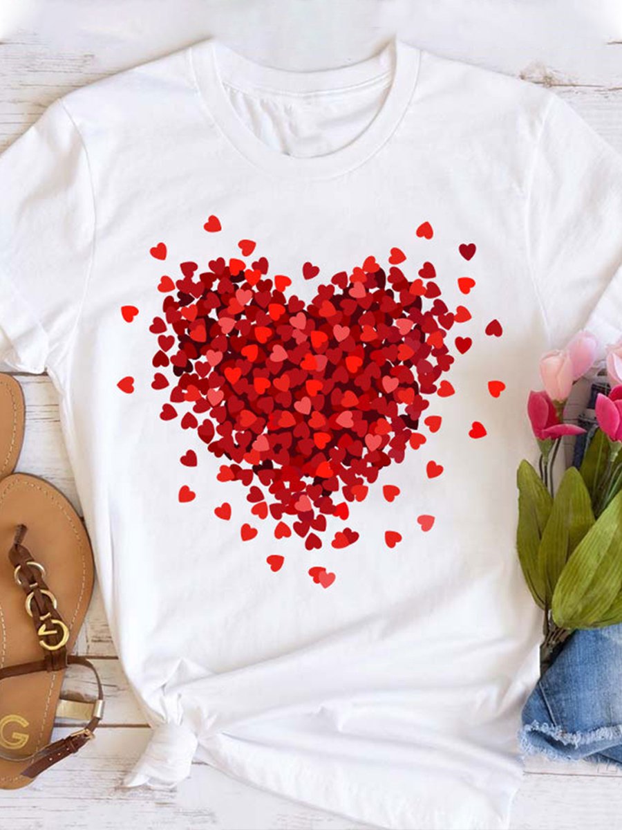 T-shirt décontracté à imprimé artistique pour la Saint-Valentin