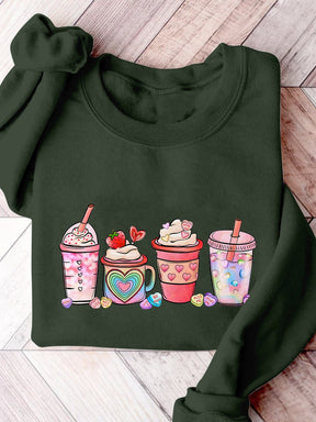 Valentine's Day Coffee Drinks Print Sweatshirt