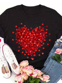 Lässiges T-Shirt mit Valentinstag-Kunstdruck