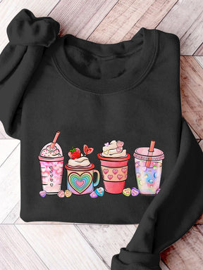 Valentine's Day Coffee Drinks Print Sweatshirt