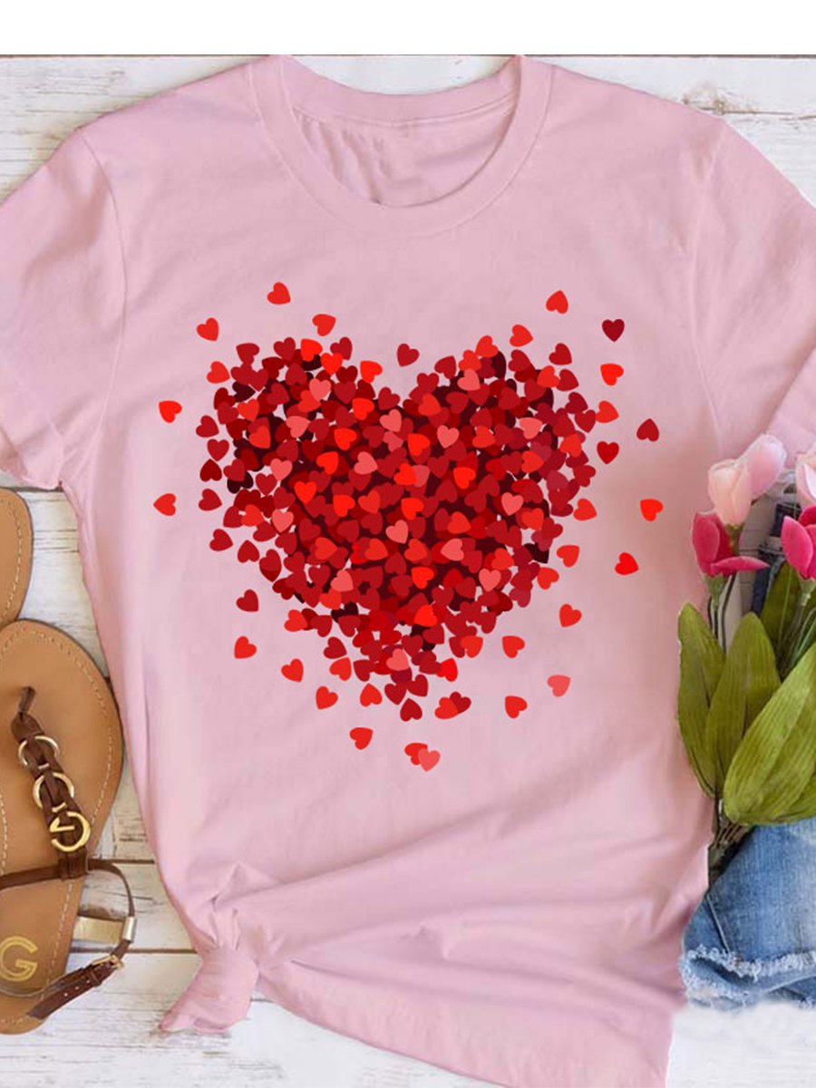 Valentine's Day Art Print Casual T-shirt