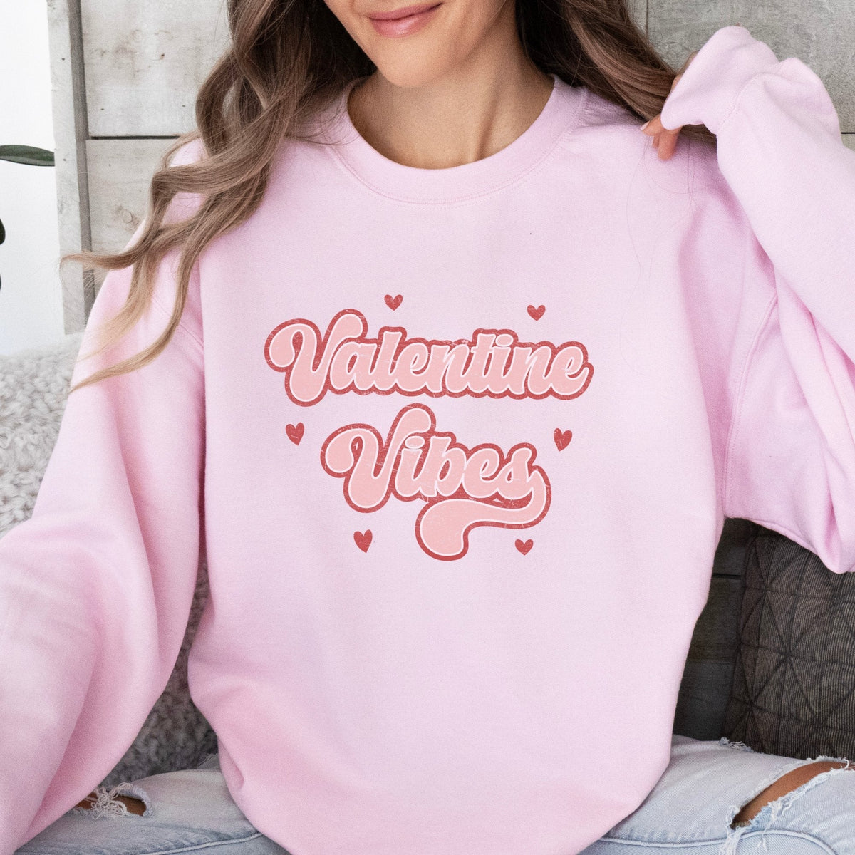 Valentine Vibes Valentines Grafik-Sweatshirt